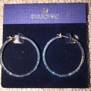 Blue stone rose gold Swarovski crystal earrings